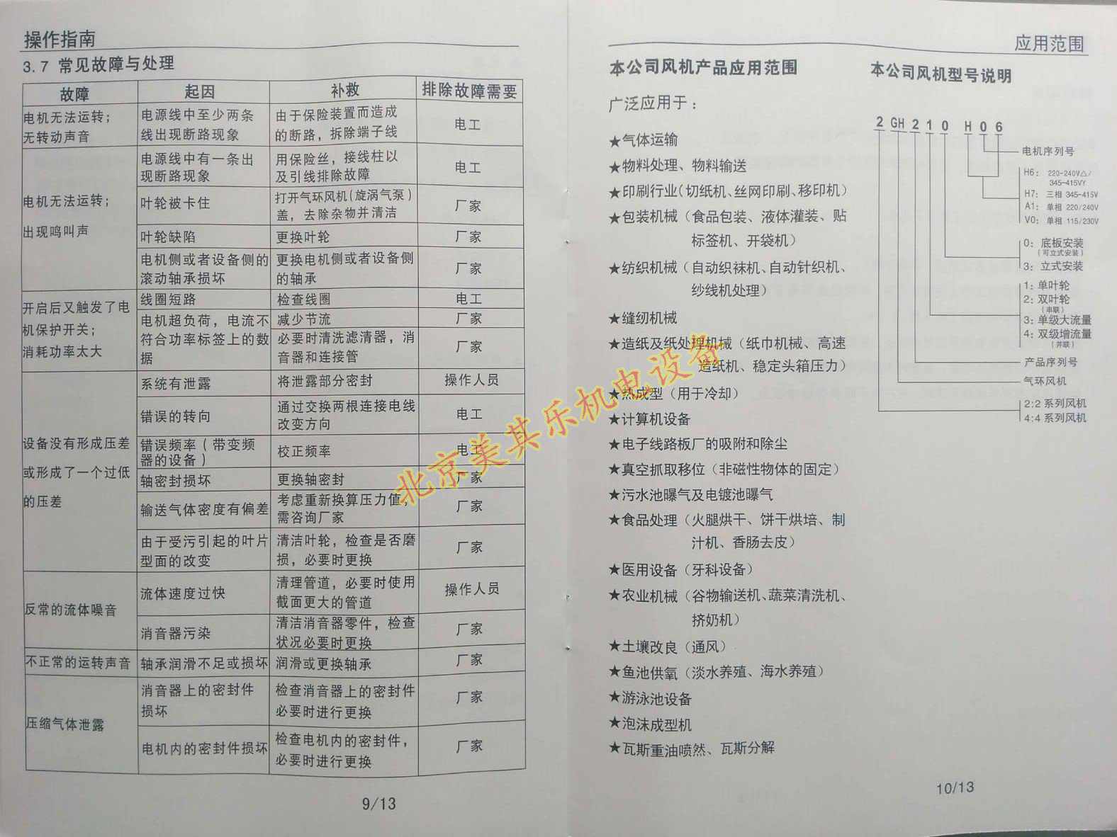 高压风机说明书